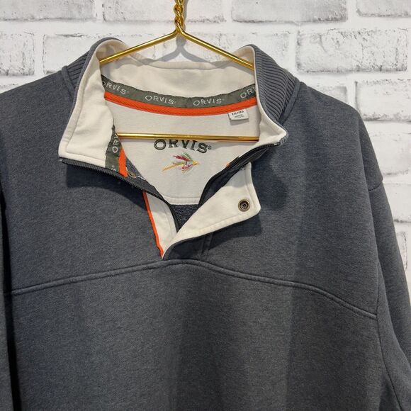 Orvis Men's Signature Quarter 1/4 Snap Sweatshirt Gray Pullover XXLarge - Picture 2 of 8